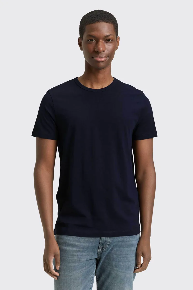 Tom Tailor ανδρικό T-shirt μονόχρωμο Slim Fit - 1048995 Μπλε Σκούρο