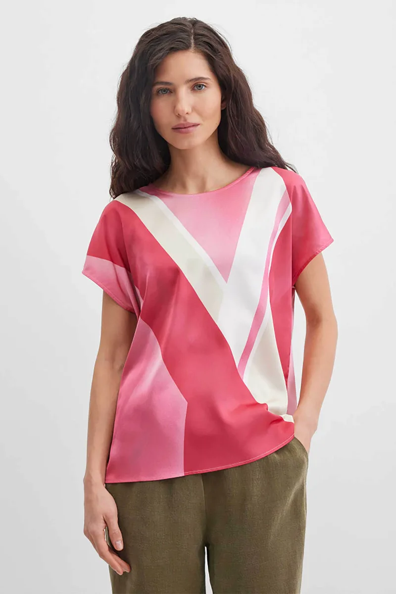 Gerry Weber γυναικεία μπλούζα με print Loose Fit - N61745602044 Ροζ