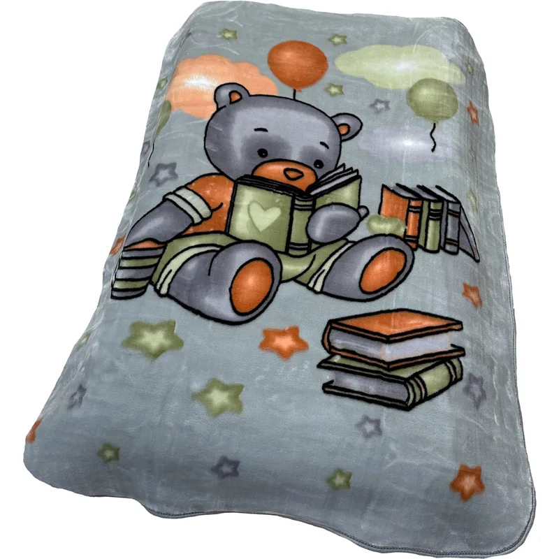Κουβέρτα Βελουτέ Κούνιας 110x140 Dimcol Studying Bear 38 Grey 110x140