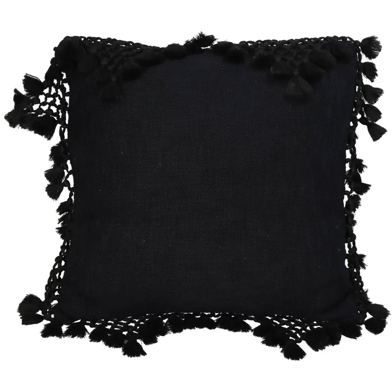Μαξιλάρι ArteLibre Με Φούντες Μαύρο Βαμβακερό 45x45cm
