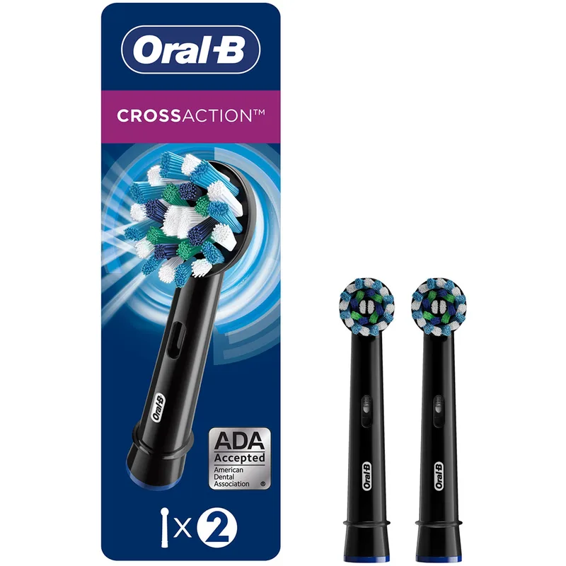 Oral-B Pro Cross Action Electric Toothbrush Head Black Replacement Ανταλλακτικές Κεφαλές Ηλεκτρικής Οδοντόβουρτσας για Αφαίρεση της Πλάκας, Προστασία των Ούλων 2 Τεμάχια