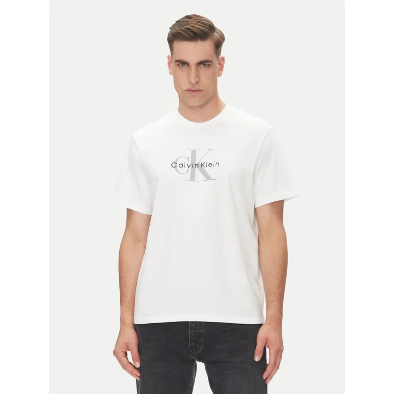 Calvin Klein Jeans T-Shirt Hero Monologo LV04RB862G Λευκό Regular Fit