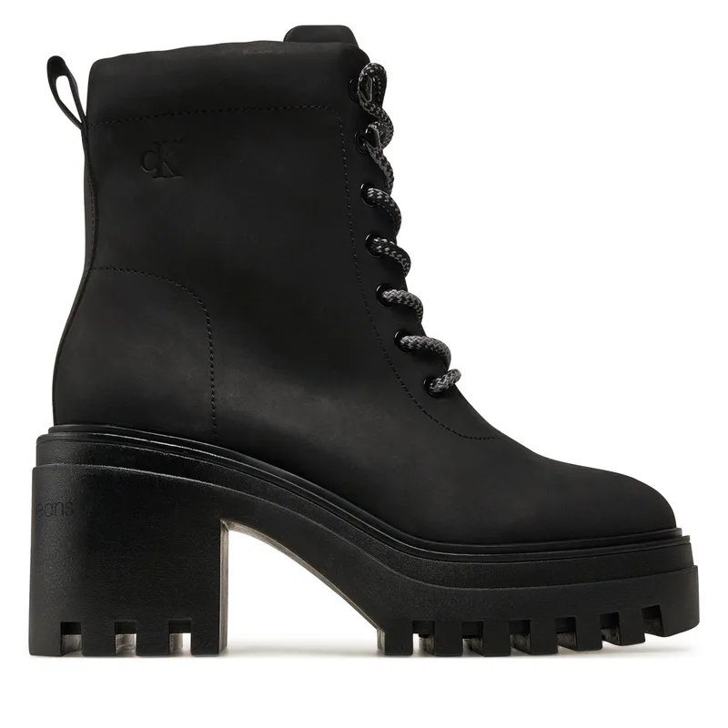 Μποτίνια Calvin Klein Jeans Chunky Heeled Zip Boot Lth YW0YW01548 Μαύρο