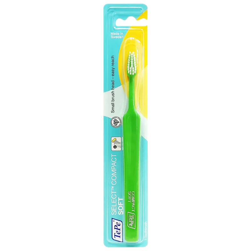 TePe Select Compact Soft Toothbrush Μαλακή Οδοντόβουρτσα με Μικρή Κεφαλή για Αποτελεσματικό Καθαρισμό 1 Τεμάχιο - Λαχανί