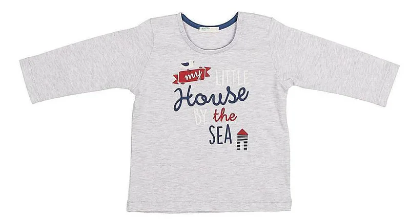 ΜΑΚΡΥΜΑΝΙΚΗ ΜΠΛΟΥΖΑ BENETTON BY THE SEA ΓΚΡΙ (62 CM)-(3-6 ΜΗΝΩΝ)