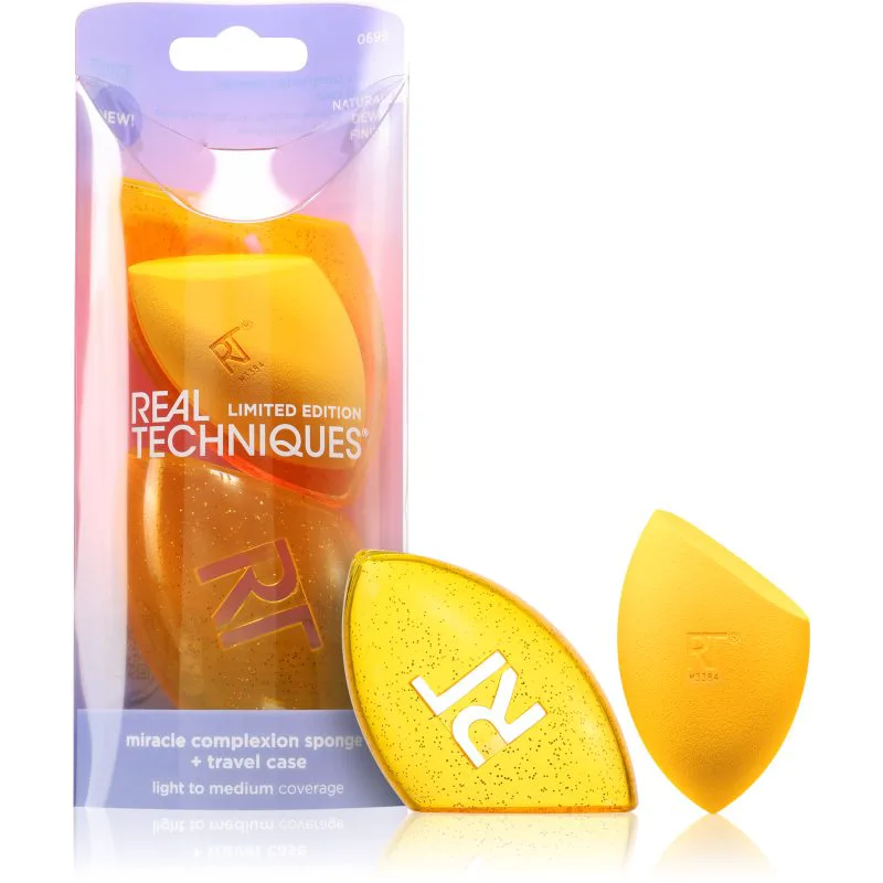 Real Techniques Miracle Complexion Sponge & Case σφουγγαράκι για μεικ απ 2 τμχ