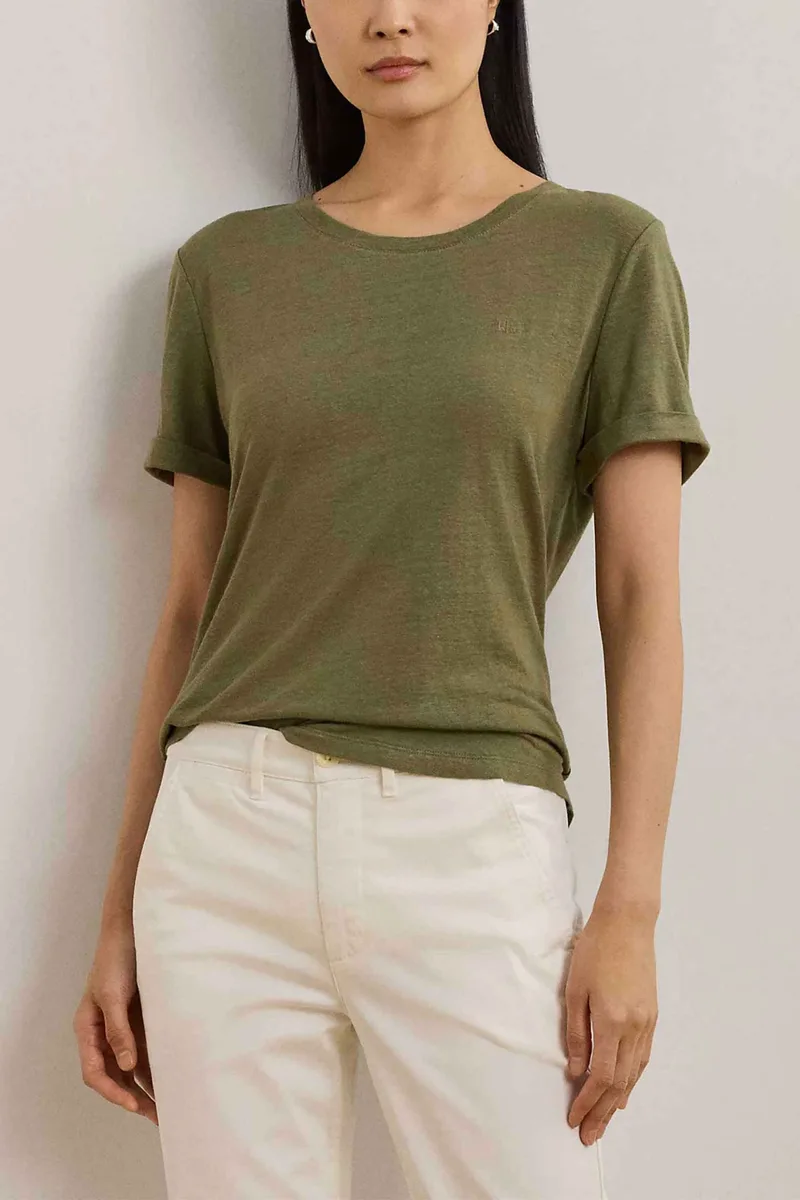 Lauren Ralph Lauren γυναικεία μπλούζα με περιεκτικότητα σε λινάρι Relaxed Fit - 200963871002 Λαδί
