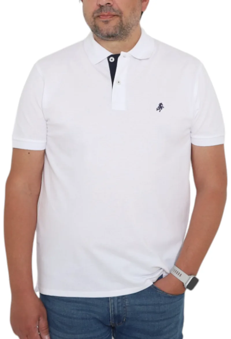 Μπλούζα Polo USA POLO CLUB Sleeve Polo-Shirt 1001-WHITE Ανδρικό