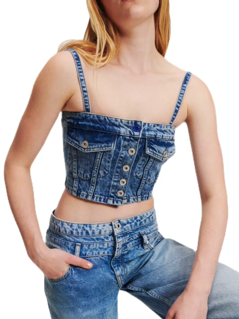 Γυναικείο Τζιν Τοπ Μπλε Karl Lagerfeld Jeans 241J1600-J200 DARK BLUE