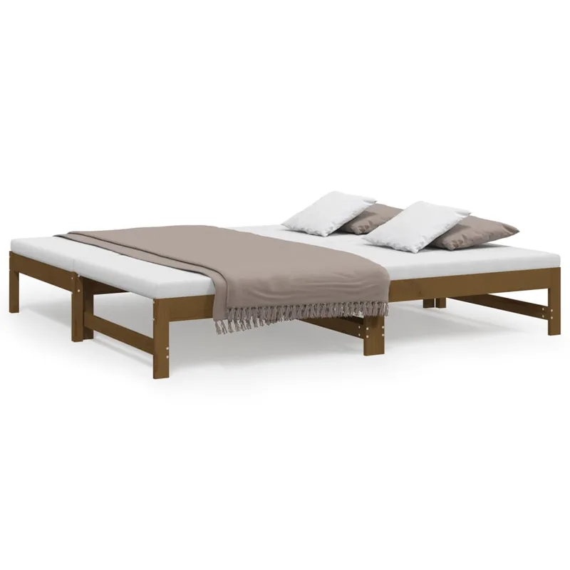 vidaXL Καναπές Κρεβάτι Συρόμενος Μελί 2x(90x190) εκ. Μασίφ Ξύλο Πεύκου