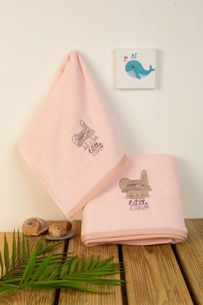 Σετ Βρεφικές Πετσέτες 2 Τεμαχίων Dimcol Rabbit Girl 146 Ροζ 30x50 και 70x140
