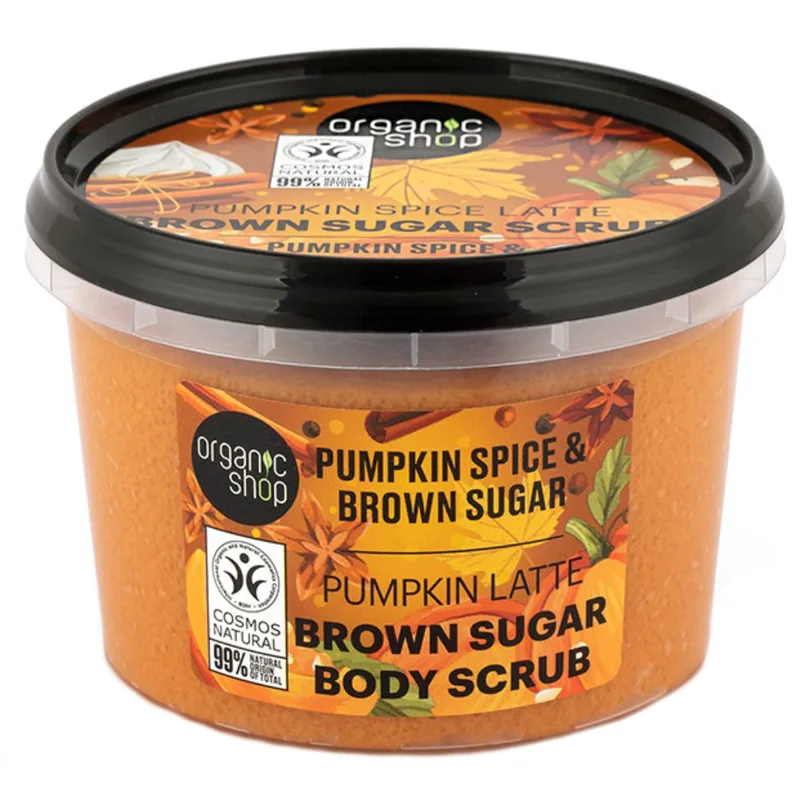 Organic Shop Pumpkin Spice Latte Brown Sugar Body Scrub Απολεπιστικό Σώματος με Μπαχαρικό Κολοκύθας & Καστανή Ζάχαρη για Αναζωογόνηση & Ανανέωση της Επιδερμίδας 250ml