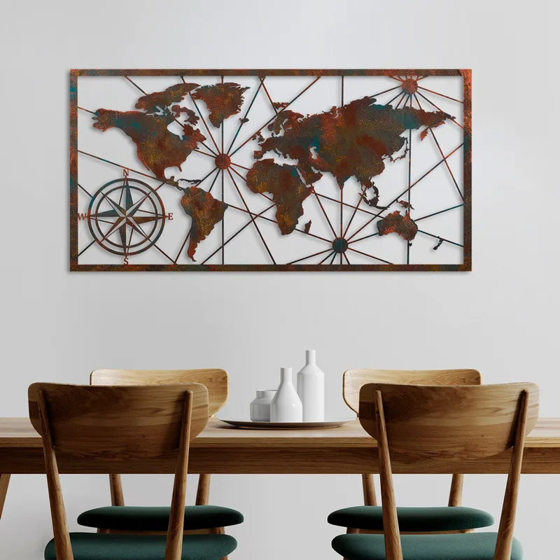 Μεταλλικό Διακοσμητικό Τοίχου World Map Large - 2 891Tnl2425 120x60 cm