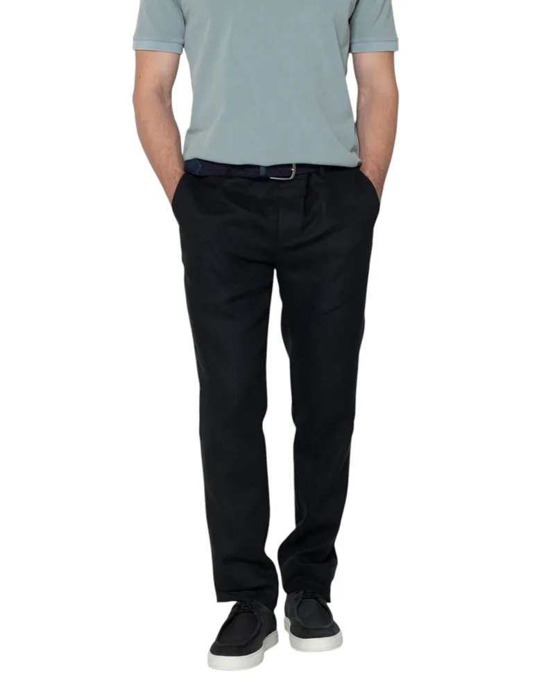 The Bostonians Ανδρικό Παντελόνι Chinos Λινό Regular Fit 3CN3010424|B031BL Μαύρο