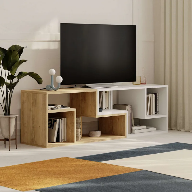 Έπιπλο Τηλεόρασης Glis - Sapphire Oak, White 776Hms3142 (145x44,8x35 cm)