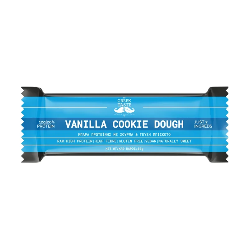 Vanilla Cookie Dough No Guilt Protein Dessert - myGreekTaste - 60gr Ελλάδα High Protein High Fibre Gluten Free Lactose Free Vegan Naturally Sweetened Palm Oil Free