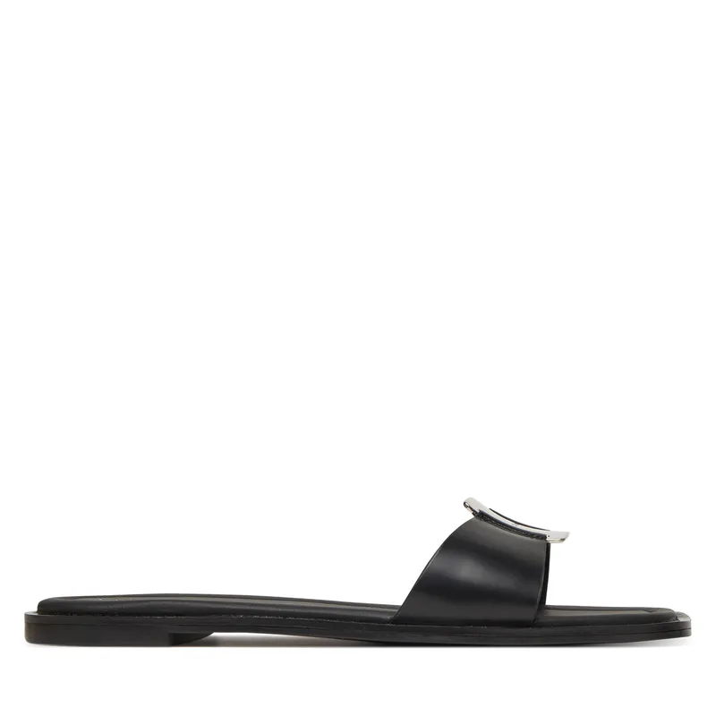 Παντόφλες Calvin Klein Flat Slide W/Ck Hw Big - Lth HW0HW02482 Μαύρο