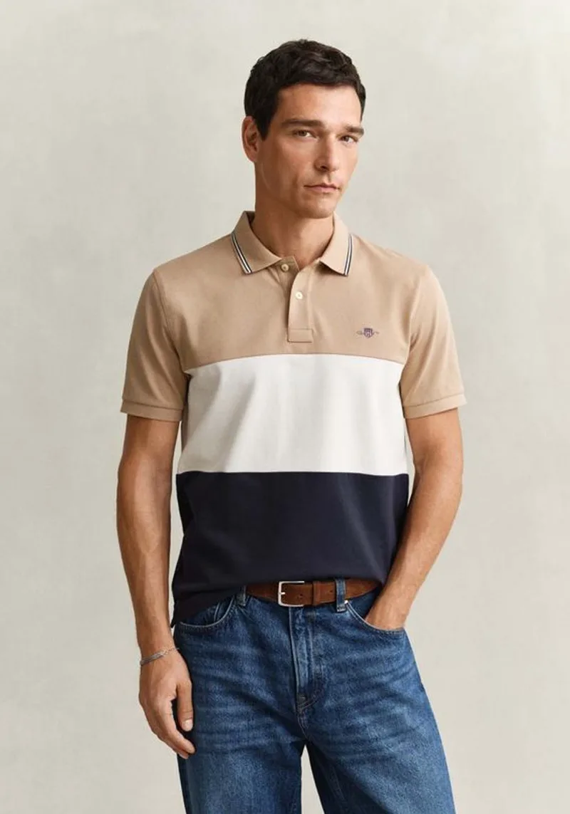 GANT Polo Μπλούζα Stripe - 2014091 433 Evening Blue