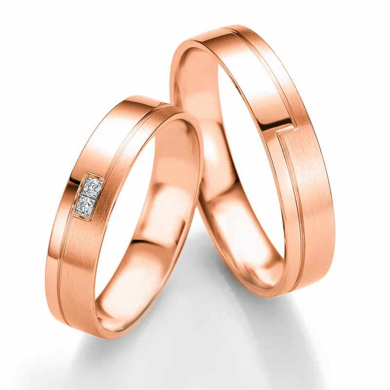Ροζ Χρυσή Βέρα Γάμου Breuning με ή χωρίς Πέτρες WR304R diamonds k8