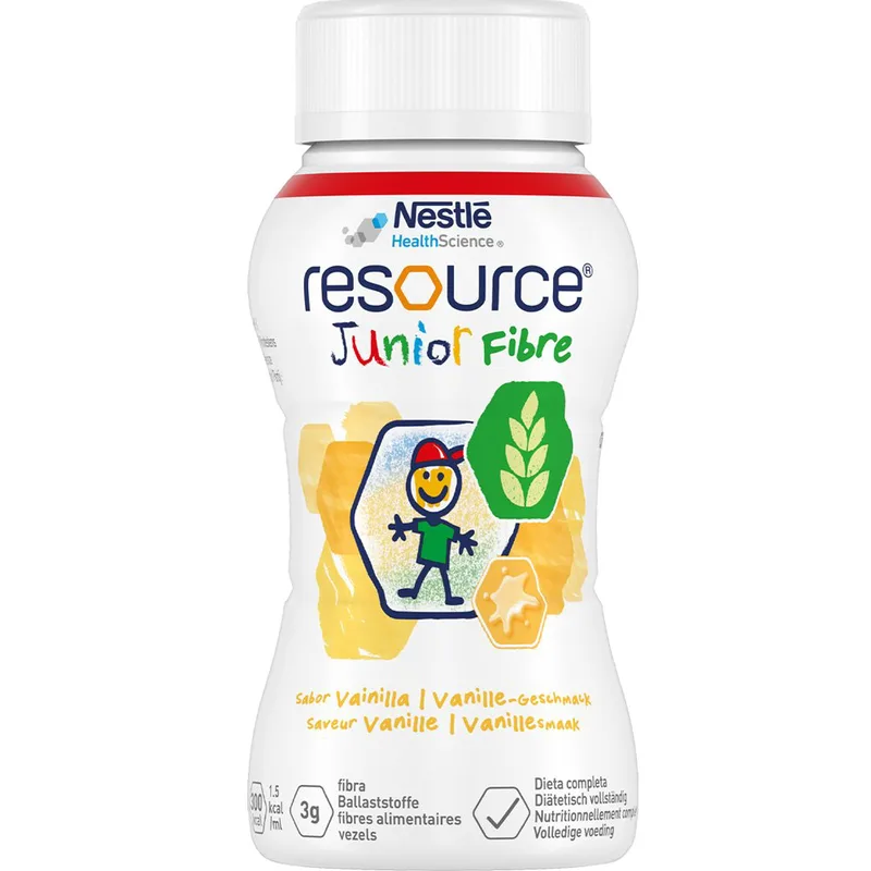 Nestle Resource Junior Fibre Πόσιμο Θρεπτικό Σκεύασμα Υψηλής Θερμιδικής Αξίας με Εδώδιμες Ίνες, Βιταμίνες & Μέταλλα για τη Διαιτητική Διαχείριση Ασθενών Άνω του 1 Έτους με Υποθρεψία με Γεύση Βανίλια 200ml - Vanilla