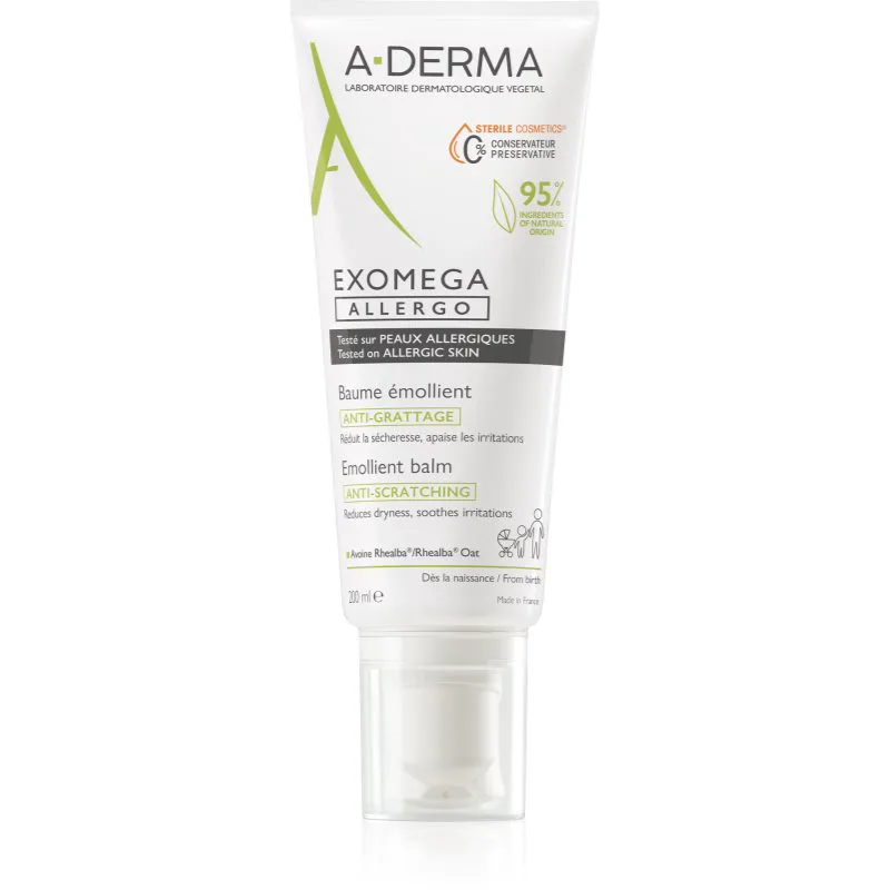 A-Derma Exomega Control Allergo ενυδατική κρέμα για ενίσχυση του προστατευτικού φραγμού της ευαίσθητης και ατοπικής επιδερμίδας 200 ml