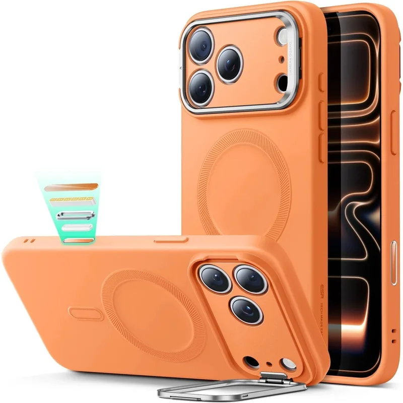 Θήκη iPhone 17 Pro ESR Cloud Soft with Stash Stand Ανθεκτική Σιλικόνης με MagSafe / Κάλυμμα για Camera Control & Kickstand - Πορτοκαλί (4894240291672)