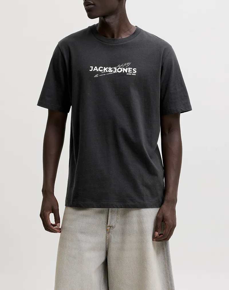 JACK&JONES JCOETERNA FRONT PRINT TEE SS CREW FST 12298583-BLACK Black