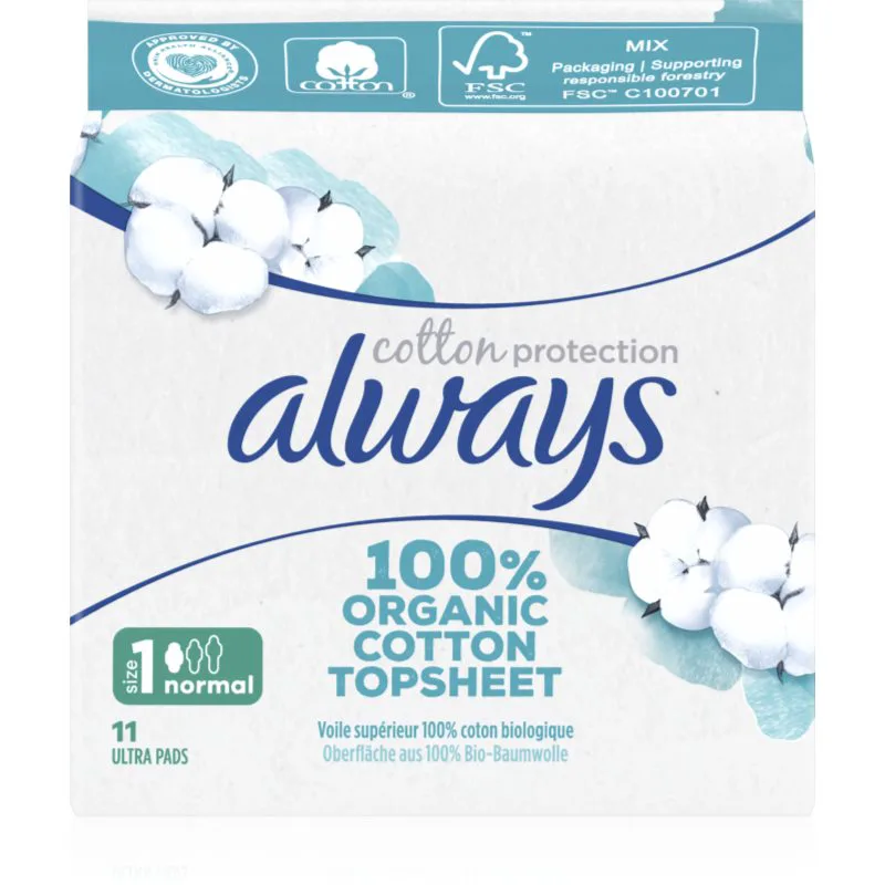 Always Cotton Protection Normal σερβιέτες χωρίς άρωμα 11 τμχ