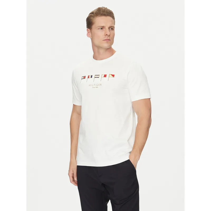 Tommy Hilfiger T-Shirt Multi Flags MW0MW38616 Λευκό Regular Fit