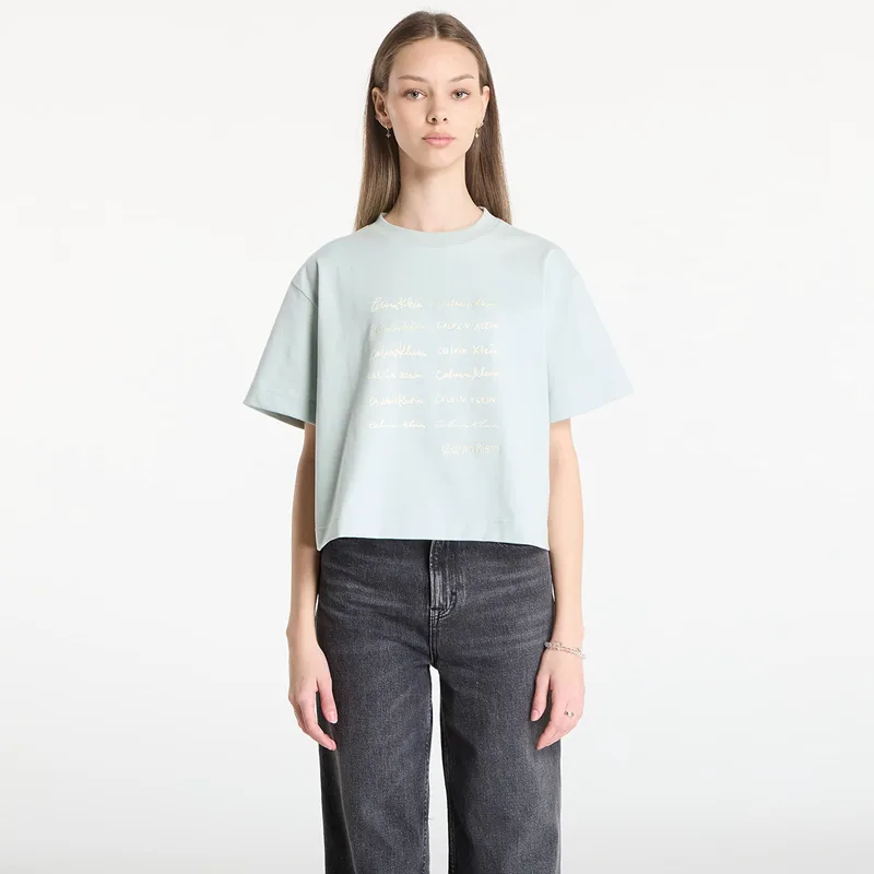 T-shirt Calvin Klein Jeans Ss Cropped Boxy Grap Tee Green S