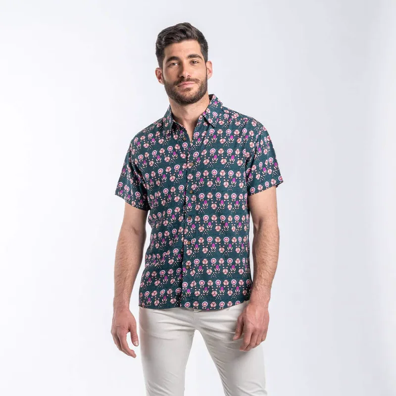 Πουκάμισο Πράσινο Εμπριμέ (Modern Fit)
