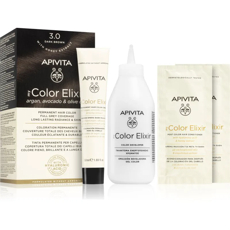 Apivita My Color Elixir βαφή μαλλιών χωρίς αμμωνία απόχρωση 3.0 Dark Brown 1 τμχ