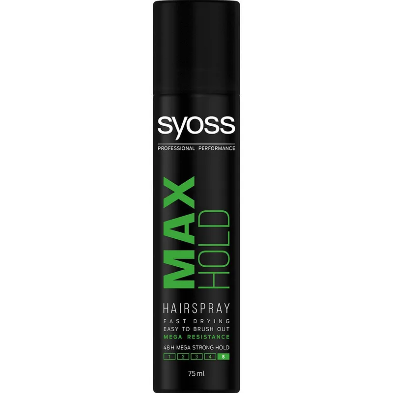 Syoss Max Hold Hairspray Travel Size Επαγγελματική Λακ για Πολύ Δυνατό Κράτημα 75ml