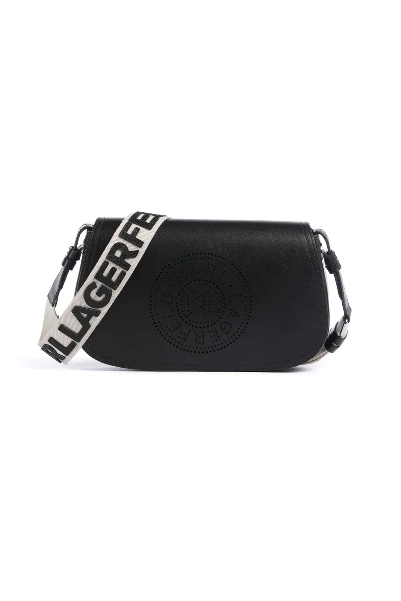Karl Lagerfeld γυναικεία δερμάτινη τσάντα crossbody "Circle" - B2W30015 Μαύρο