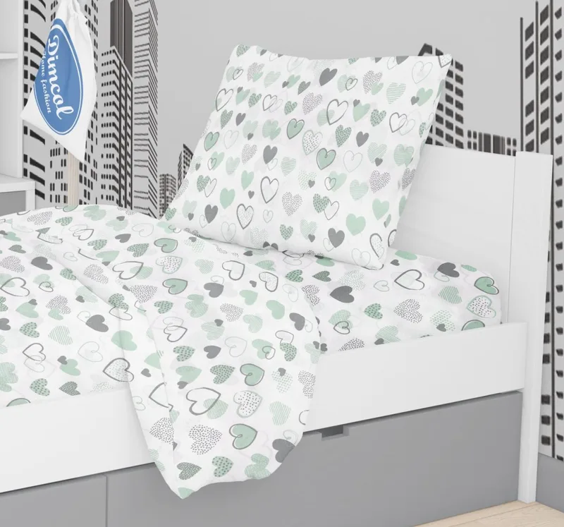 ΜΑΞΙΛΑΡΟΘΗΚΗ ΕΜΠΡΙΜΕ kids Hearts 10 50X70 Green Cotton 100%