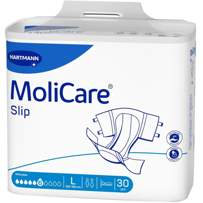HartMann MoliCare Unisex Flash Slip Exta Plus, Large (120x150cm) Υψηλής Απορροφητικότητας Σλίπ Ενηλίκων Ημέρας με Επανακλειόμενες Ταινίες Ιδανικό για Κλινήρεις Ασθενείς 30 Τεμάχια