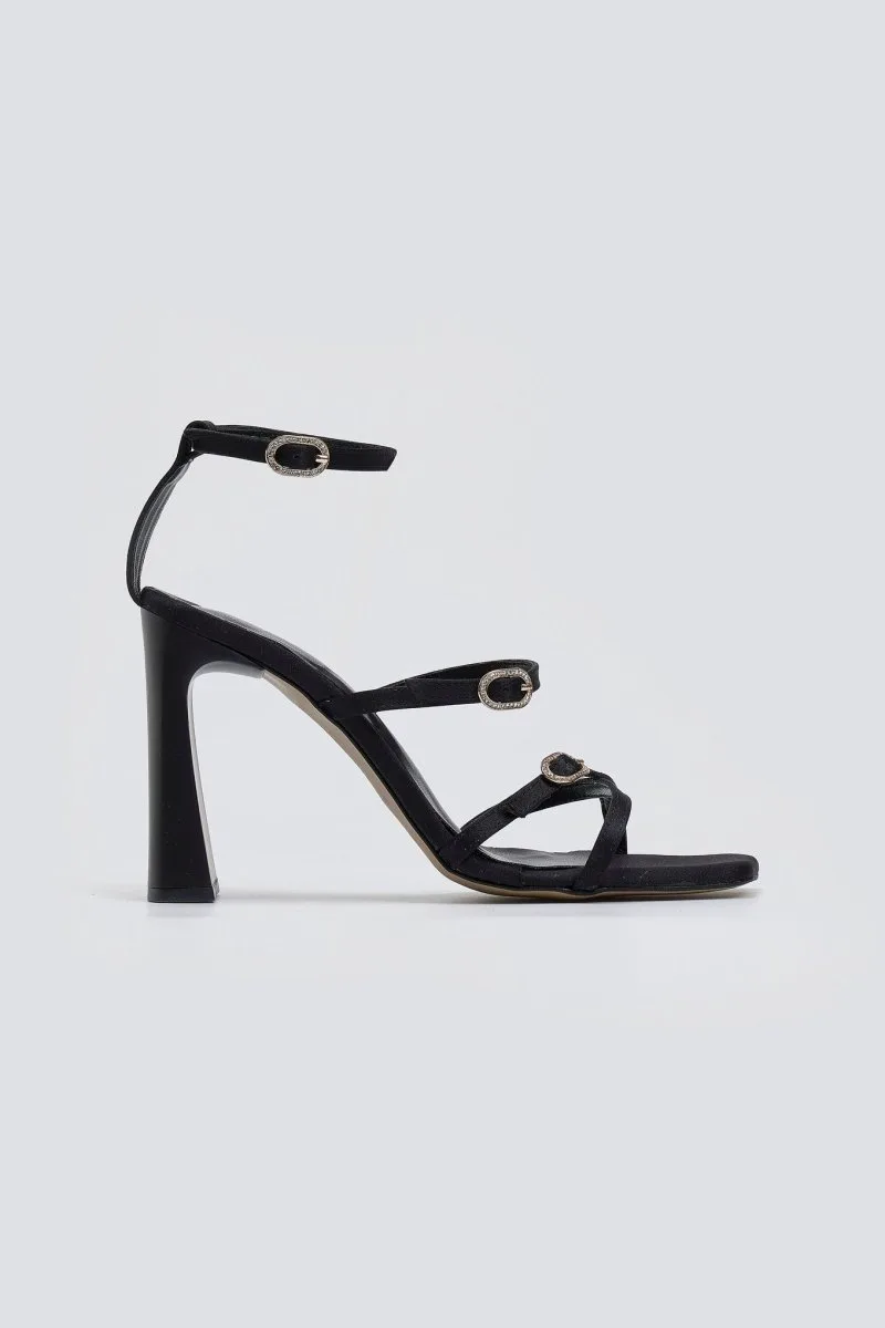 TFP Satin Strappy Sandals - 839 (σατέν) - Black