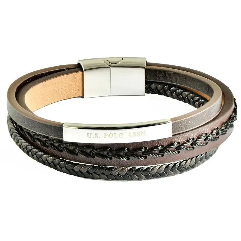 U.S. POLO Βραχιόλι από Aνοξείδωτο ατσάλι Black & Brown JW9268BR