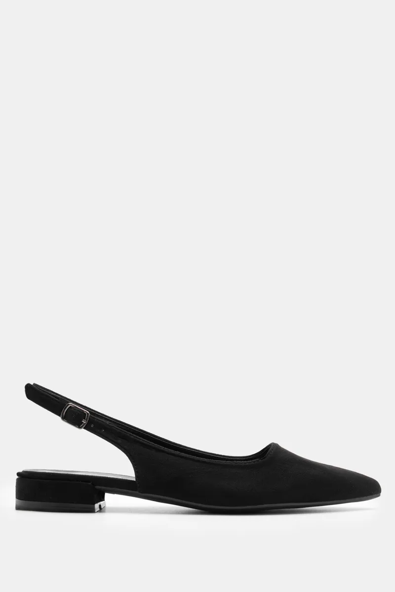 Γοβάκια Slingback Μυτερά με Τόκα - Μαύρο
