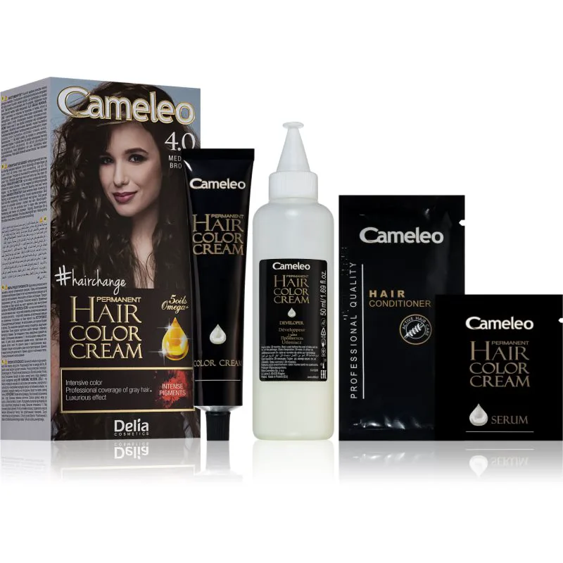 Delia Cosmetics Cameleo Omega μόνιμη βαφή μαλλιών απόχρωση 4.0 Medium Brown