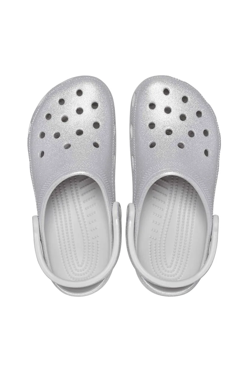 Crocs unisex clogs μονόχρωμα με διάτρητο σχέδιο "Classic Glitter Clog" - E79713 Ασημί