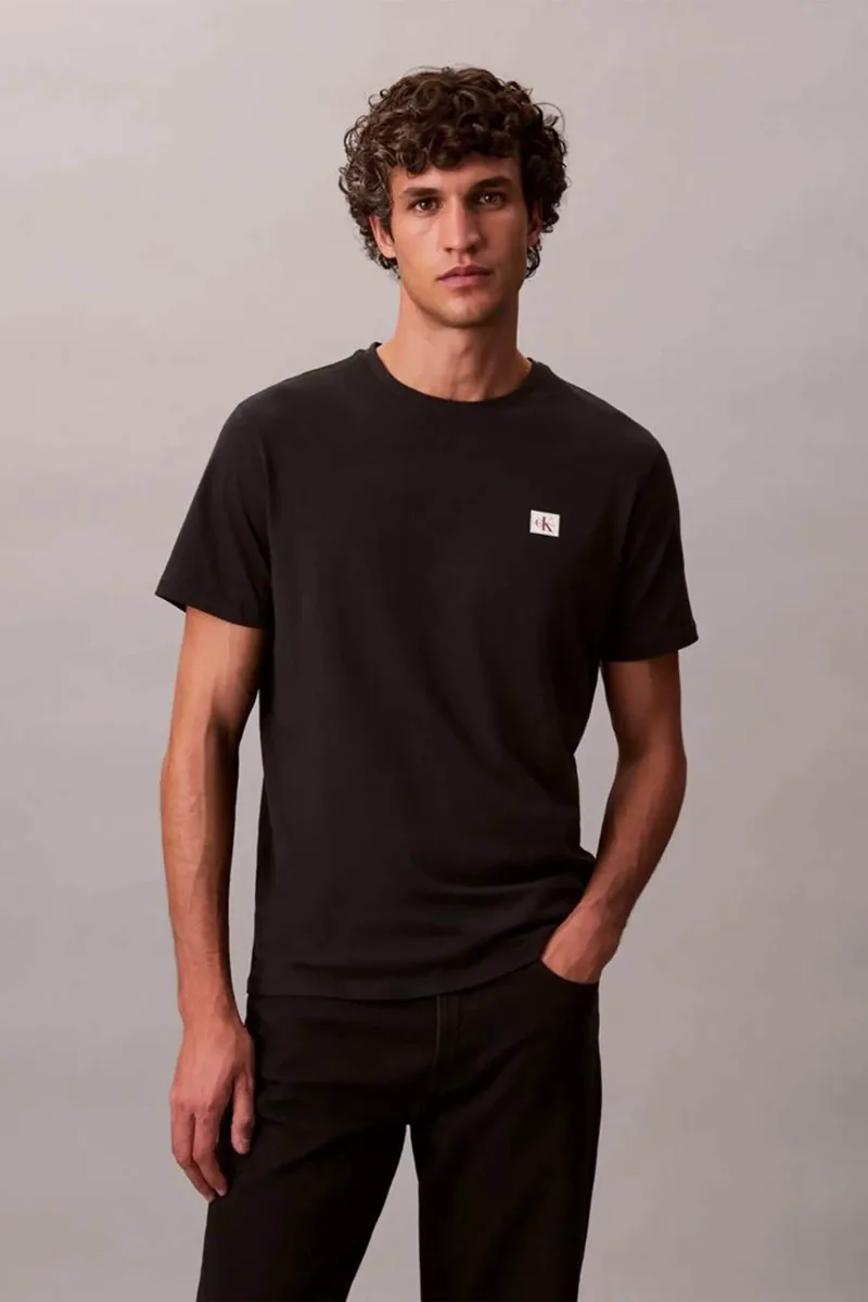 Calvin Klein Jeans ανδρικό T-shirt μονόχρωμο με λογότυπο Regular Fit - LV04RC272G Μαύρο