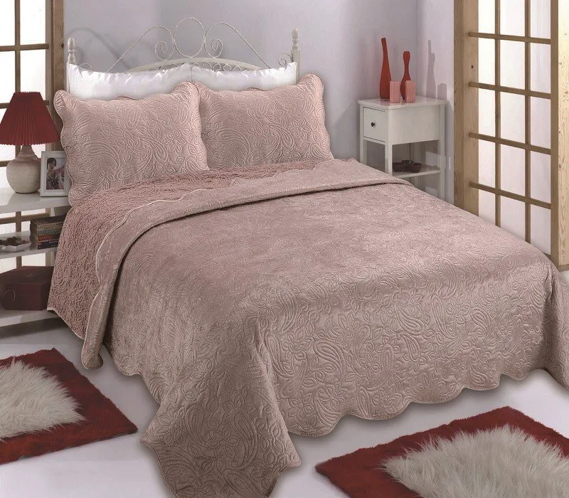Σετ Κουβέρτα Βελούδο Υπέρδιπλη 3 Τεμαχίων Silk Fashion NX2211 Syklamen 220x240