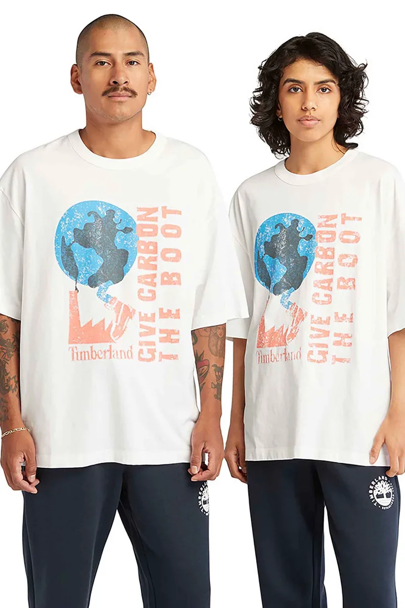 Timberland unisex T-shirt με τυπωμένο λογότυπο στο στήθος "SS Graphic" - TB0A66B91001 Λευκό