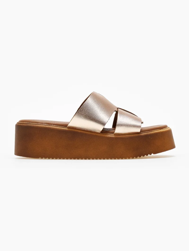 Estil Leather Flatforms Unique Strap - 262 - Copper