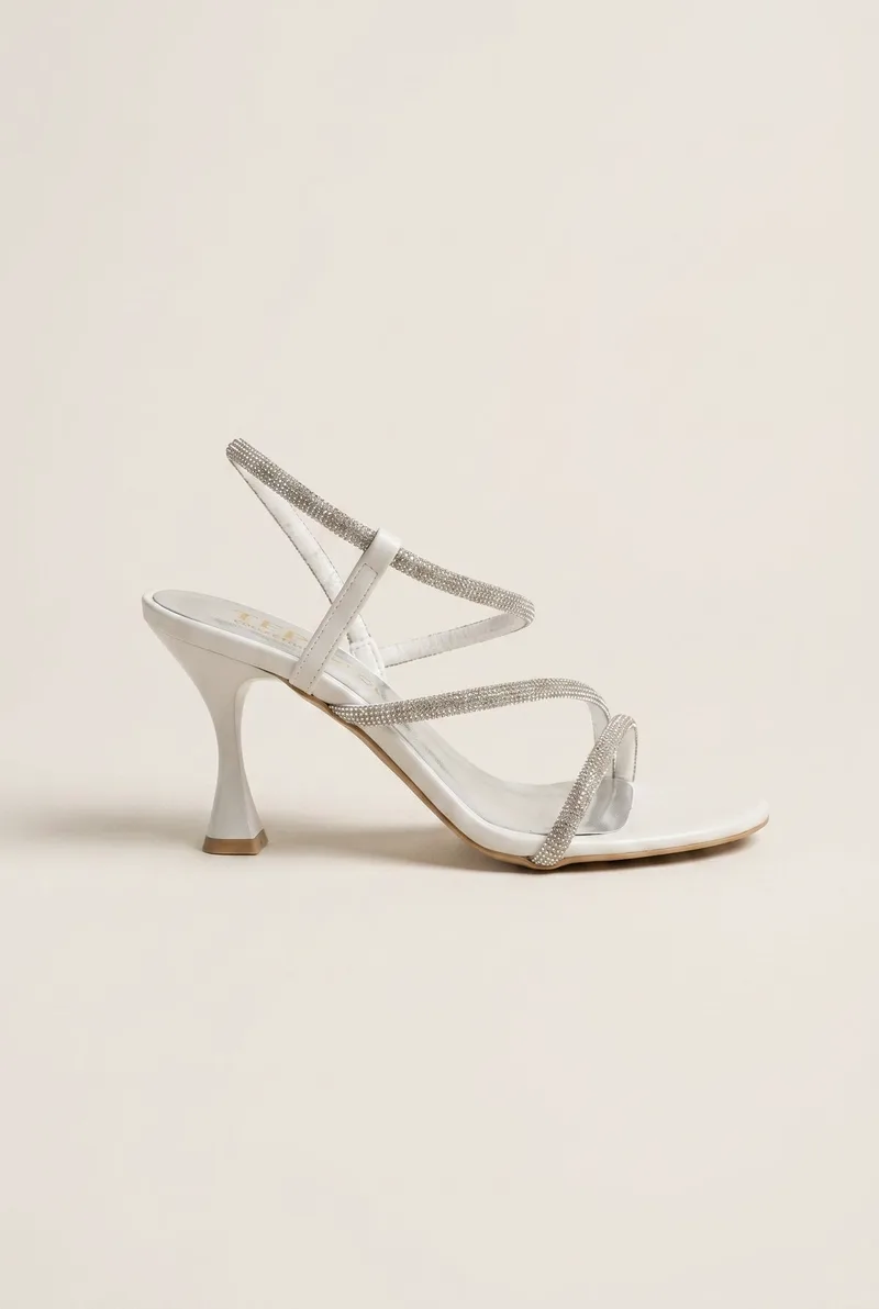 TFP Rhinestone Strap Stiletto Heel Sandals - 712 - White Pearl