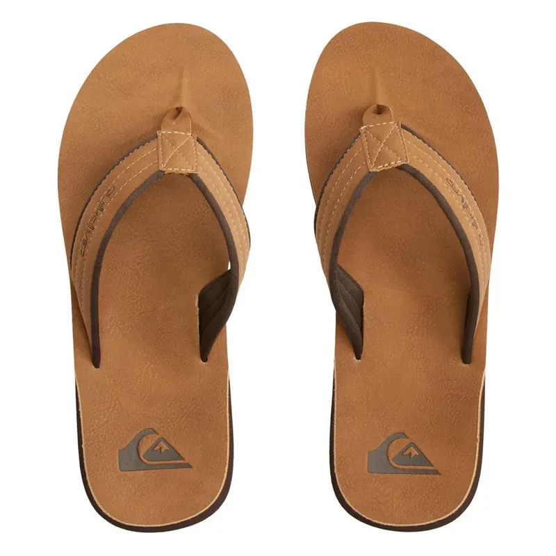 Quiksilver Carver Nubuck Ανδρικές Δερμάτινες Σαγιονάρες AQYL100623-TKD6 Ταμπά