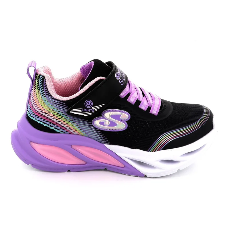 Παιδικό Αθλητικό Παπούτσι για Κορίτσι Skechers Rainbow Beam με Φωτάκια On/Off Χρώματος Μαύρο 303709L-BKMT