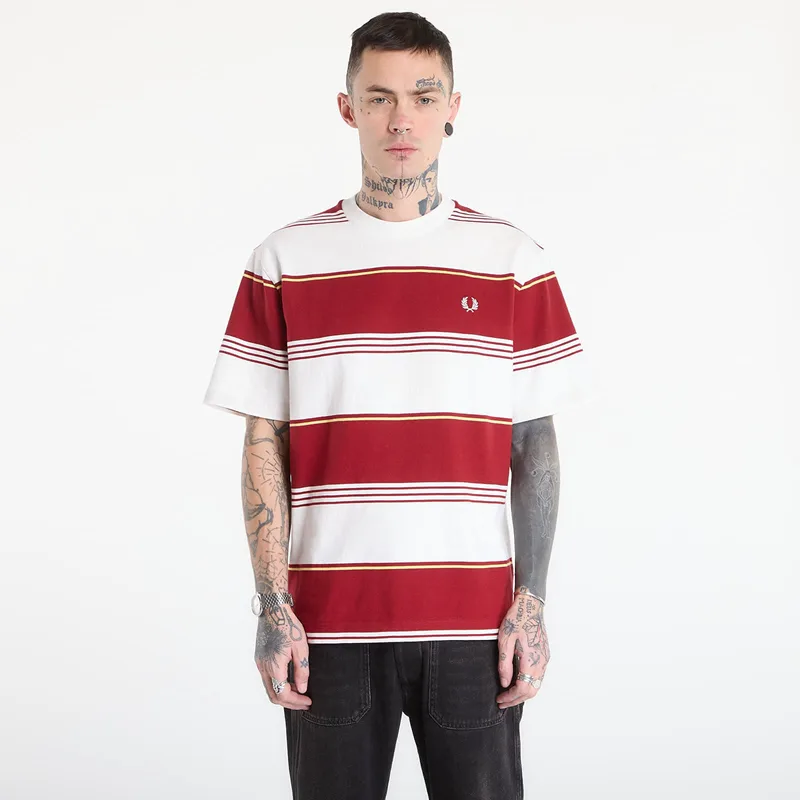 T-shirt FRED PERRY Heavyweight Striped T-Shirt Snow White S
