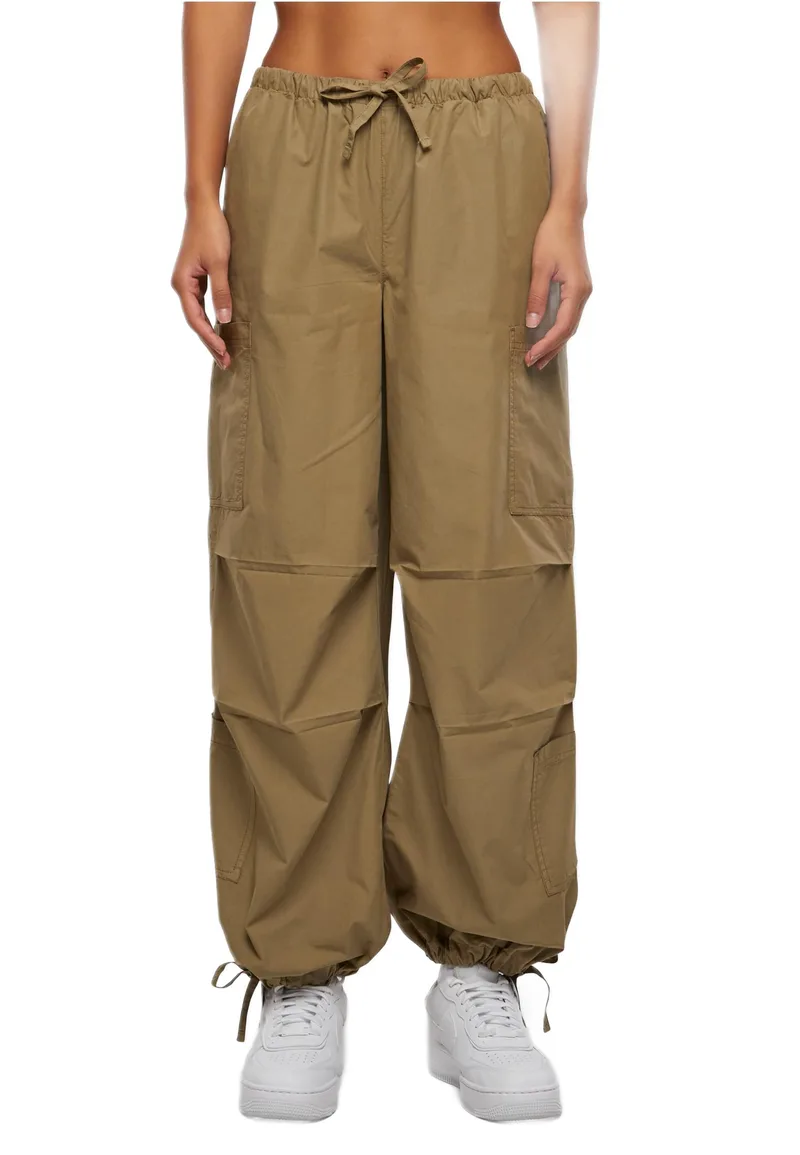 Ladies Cotton Cargo Parashute Pants Urban Classics TB6842-00472 Khaki